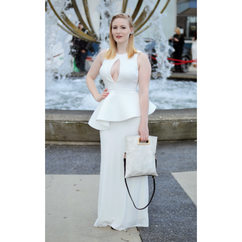 ASOS White Maxi Peplum Dress Gown UK 10 US 6 Skirt Flare Keyhole NWT NEW
